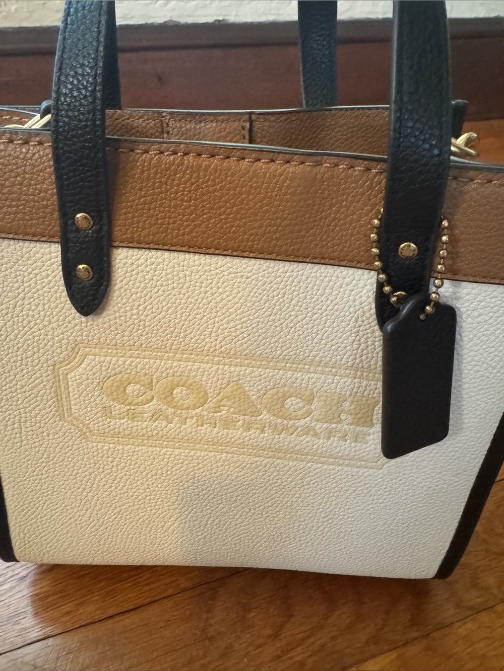 Coach Field Chalk/Brass In Colorblock Leather With Coach Badge - Picture 7 of 11